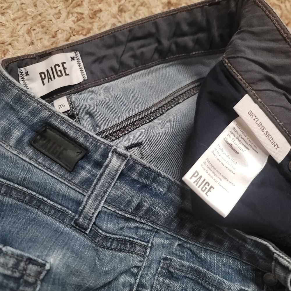 Paige Skyline Skinny Jeans Womens 25 Blue Mid Rise Medium Wash Stretch USA